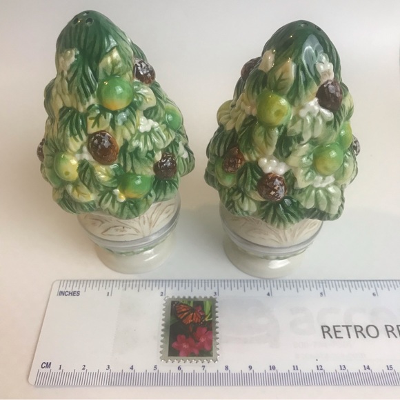 Vintage Fitz and Floyd Salt Pepper Shakers Winter Garden Topiary Holiday Decor - Picture 7 of 7
